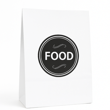 DELIVERY TAKEOUT BAGS - GENERIC DESIGN / “FOOD TO GO” WHITE & BLACK  - 2 SIZES 