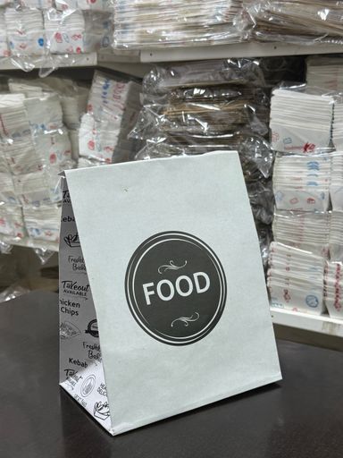 DELIVERY TAKEOUT BAGS - GENERIC DESIGN / “FOOD TO GO” WHITE & BLACK  - 2 SIZES 