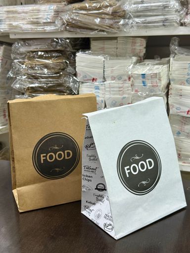 DELIVERY TAKEOUT BAGS - GENERIC DESIGN / “FOOD TO GO” WHITE & BLACK  - 2 SIZES 