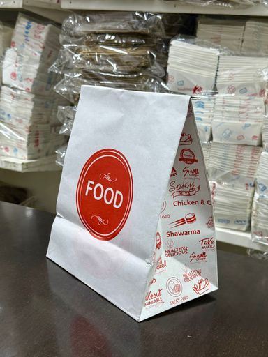 DELIVERY TAKEOUT BAGS - GENERIC DESIGN / “FOOD TO GO” WHITE & RED - 2 SIZES 
