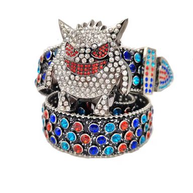 2024 New Arrivals Dark Skull Rhinestone Waistband Needle Buckle Diamond Hip-hop Decorative Belt for Women