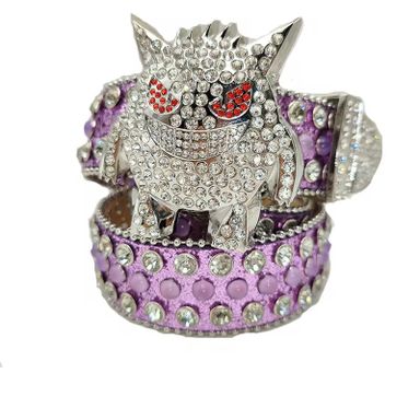 2024 New Arrivals Dark Skull Rhinestone Waistband Needle Buckle Diamond Hip-hop Decorative Belt for Women