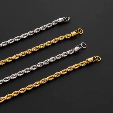 Hip Hop Gold Plated Chunky Men Women Jewelry Rope Chain Necklace Trendy Fashion Stainless Steel Necklace