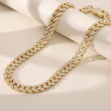European and American Fashion Rapper Accessories Hot Sale 13mm Hip Hop Diamond Crypto Cuban Necklace Fashion Chains Necklaces