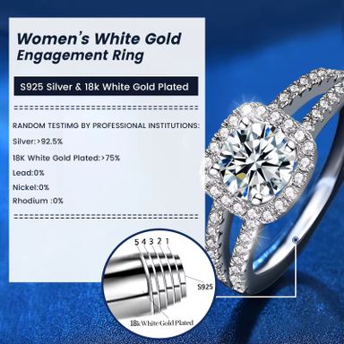 925 Sterling Silver Ring Jewelry Woman Round Cut Moissanite Rings Trendy Silver Plated Engagement Rings