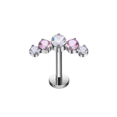 Labret cluster 5cz rosa