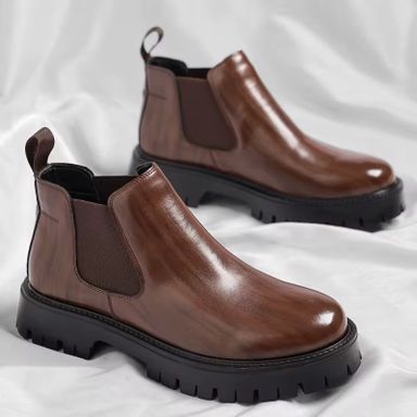 Handsome Comfortable Real Leather Cook Chelsea Boots Height Increasing Thick Sole Formal Slip on Fashion Ankle Boots for Men