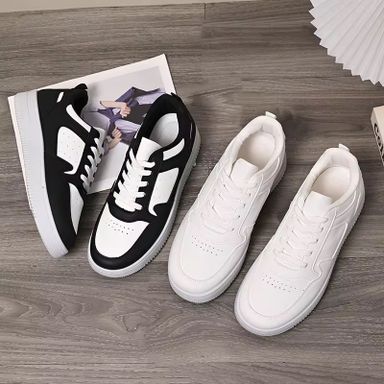Men's New Breathable White Shoes, Trendy and Versatile Thick Soled Sneakers for Male Students, Casual Board Shoes