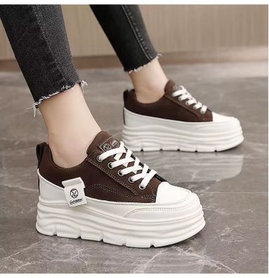 W3677 Color Blocked Women's Shoes Autumn Height Increasing Thick Sole Wear-Resistant Versatile Student Breathable Board Shoes
