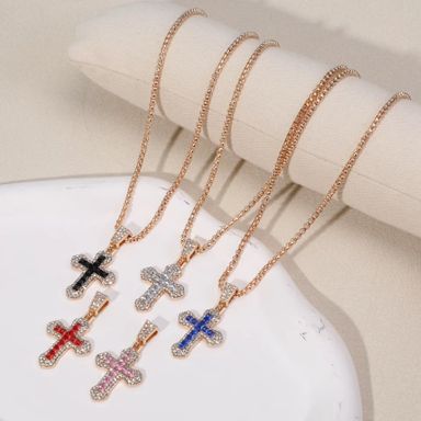 Cross NecklaceFashion Jewelry Small Cross Pendant With Chain Necklace Simple Faith Jewelry Christmas Gift for Men Women
