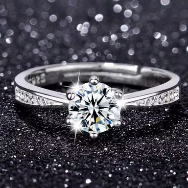 Fashion Women's Zircon Wedding Engagement Gift Ring Wholesale Open Adjustable Crystal Ring