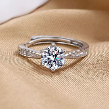 Fashion Women's Zircon Wedding Engagement Gift Ring Wholesale Open Adjustable Crystal Ring