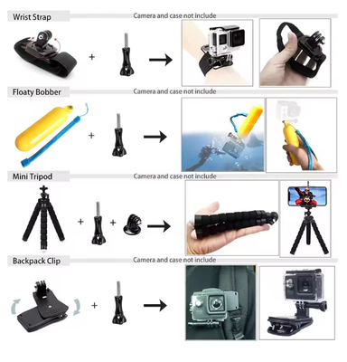 GOPRO Accessories Kit / Gopro mounts / stabilizes /head mounts / Chest mounts