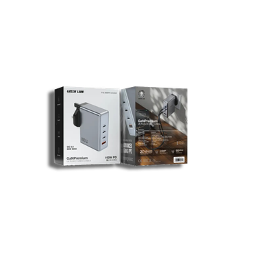 Green Lion GaNPremium UK Plug Wall Charger PD 100W - Gray