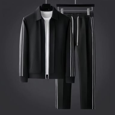 Ohsisa 2025 Spring and Autumn Sports Set Casual Collar Long Sleeve Zipper Cardigan Sweatshirt Loose Sport Two Piece Set