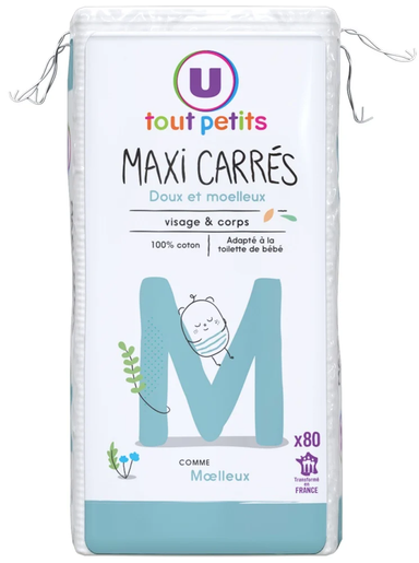 U Tout Petits Cotons bébé maxi carrés - 80 unités