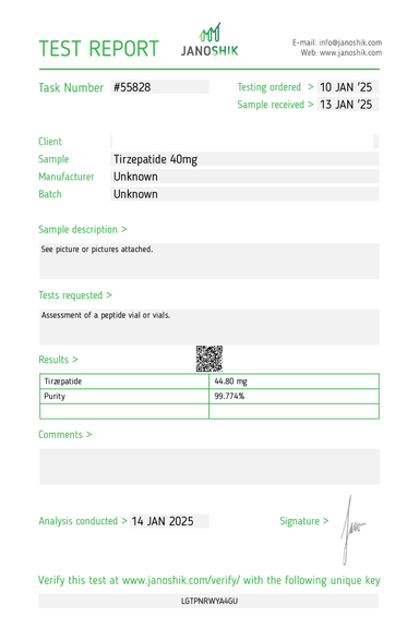 Tirzepatide 40mg (Lyophilized Vial)