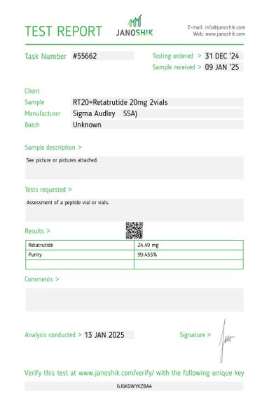 Retatrutide 20mg (Lyophilized Vial)