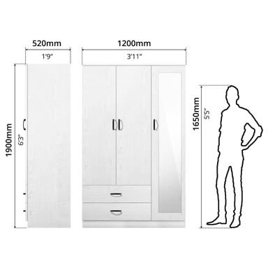 FG 3 DOOR WARDROBE + MIRROR