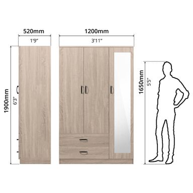 FG 3 DOOR WARDROBE + MIRROR