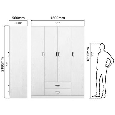 FG 4 DOOR WARDROBE + 2 DRAWERS