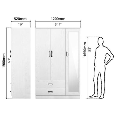 FG 3 DOOR WARDROBE + MIRROR
