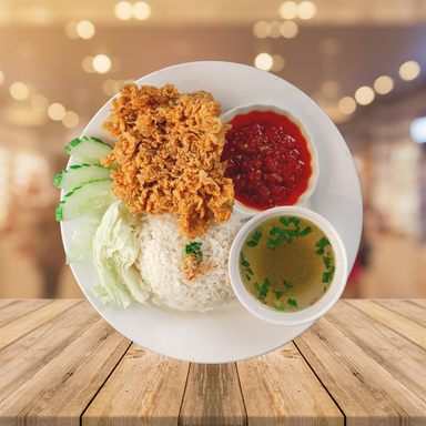 Nasi Putih Ayam Crispy Balado@Penyet