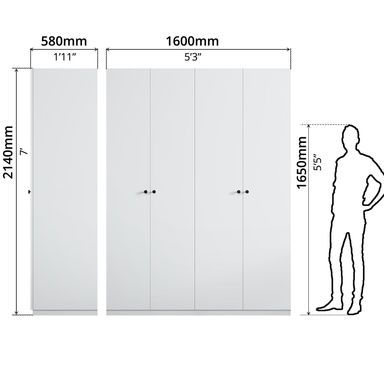 QUANU 4 DOORS WARDROBE WHITE