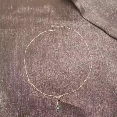 GT Blue Water Drops Necklace Adjustable Collarbone Chain Stainless Steels Jewelry Necklace