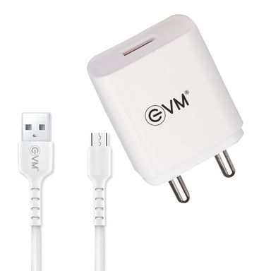 EVM Charger CH-01 2.4Amp. Single USB Charger (with Micro USB Cable)