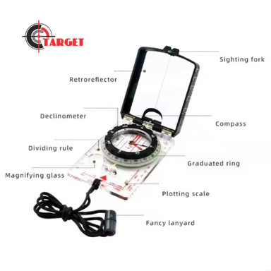 Camping Orienteering Map Compasses with Adjustable Declination and Neck Strap 
