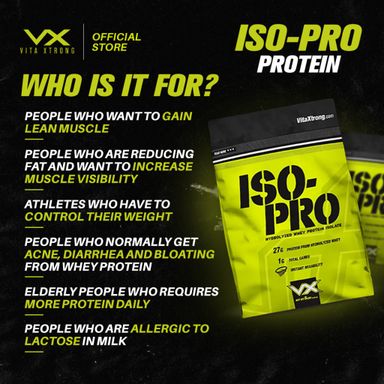 VITAXTRONG ISO PRO 2lbs 1kg (27g Whey Isolate, Zero SUGAR Zero FAT, high PROTEIN)