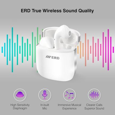 ERD TWS-16 True Wireless in Ear Earbuds with 35H Playtime Noise Cancelling Ambient Sound (Bluetooth Version V 5.3) Lightweight Comfort Fit Touch Control, Inbuilt Voice Assistant (Google, Hey Siri)