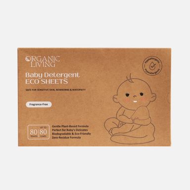 Organic Living Fragrance-Free Baby Laundry Detergent Sheets, Fragrance Free, 80 Sheets
