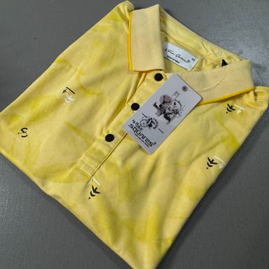 FOUR SQUARES PATTERNED POLO SHIRT- YELLOW