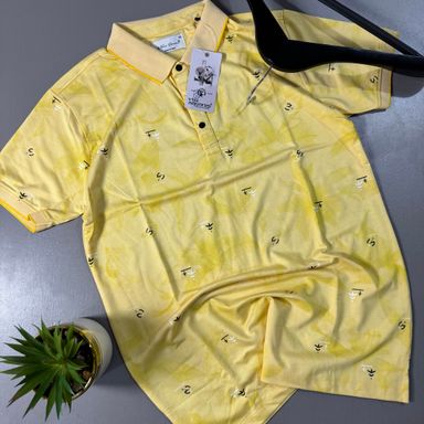 FOUR SQUARES PATTERNED POLO SHIRT- YELLOW