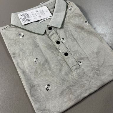 FOUR SQUARES PATTERNED POLO SHIRT-  GREY