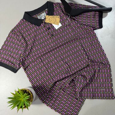 BAEFICKER PATTERNED POLO SHIRT - PURPLE