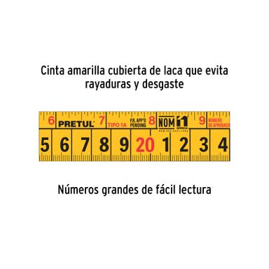 Flexómetro rojo 5 m cinta 19 mm, en tarjeta, PRETUL