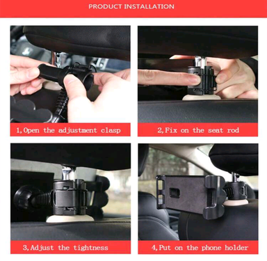 Car Backseat Phone & Tablet Holder - Black.