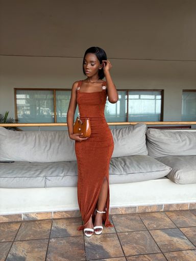 Terracotta slit bodycon