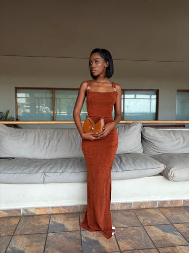 Terracotta slit bodycon