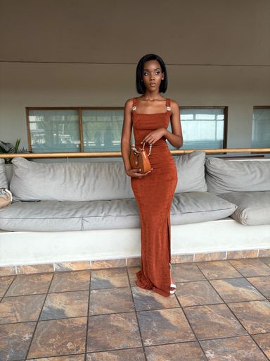 Terracotta slit bodycon