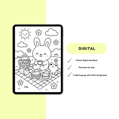 Picnic Day Coloring Page - digital download 