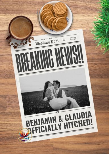 B&W Vintage Wedding Newspaper Template