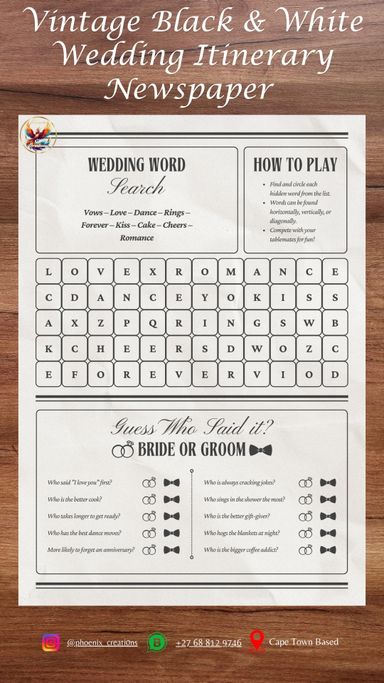 B&W Vintage Wedding Newspaper Template
