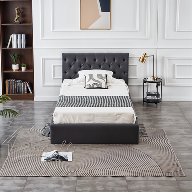 BLACK VELVET AURA STORAGE BED QUEEN 5X6.3 FEET