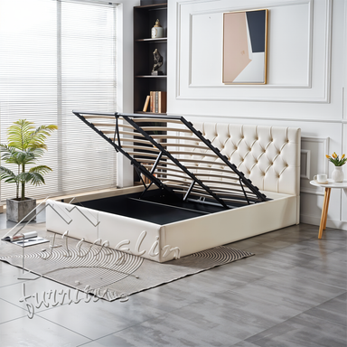 AURA VELVET STORAGE BED QUEEN 5X6.3 FEET