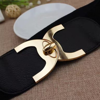 Famous Designer Corset Belt for Outfits Fashion Elastic Dress Belt Black Big Plus Size 75cm Length Women Elastic Belts