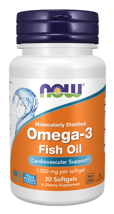 Omega-3 Fish Oil, Molecularly Distilled 1000mg per Softgel